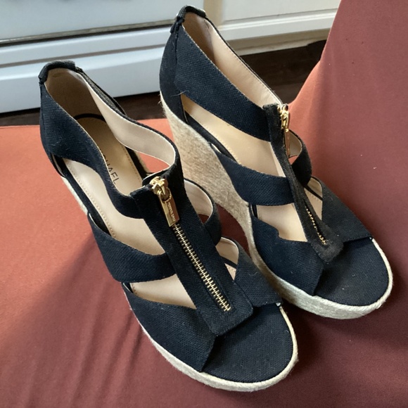 Michael Kors Black Etta Linen Blend Wedge Sandal New without tag Size 7 - Picture 13 of 13